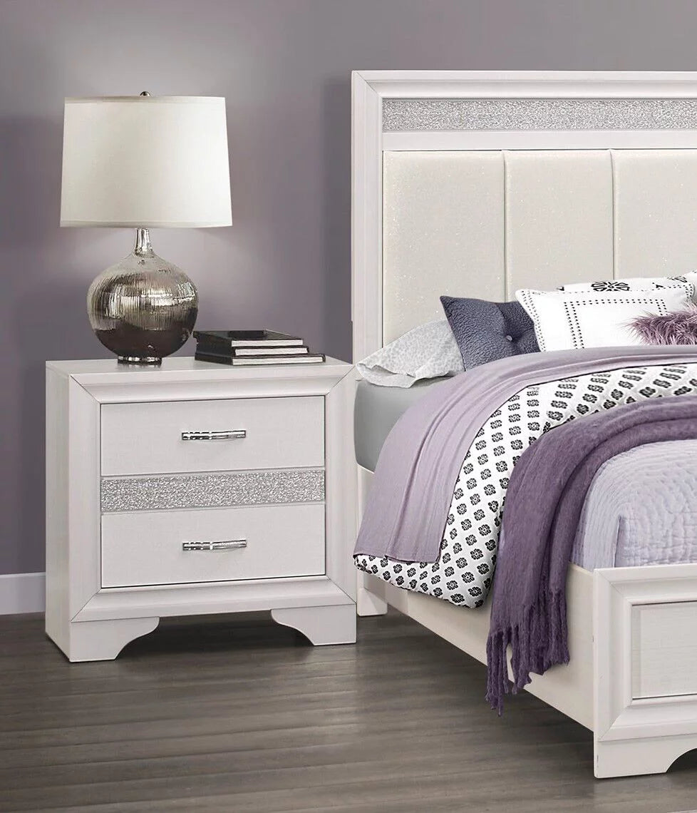 White 4pc King Bedroom Set Platform Bed Dresser Nightstand Mirror N115