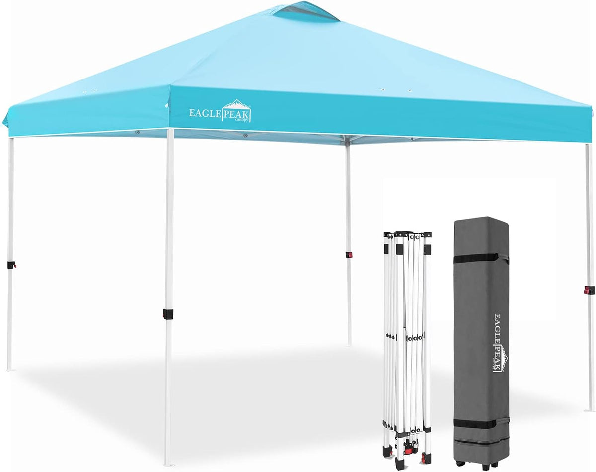 10' x 10' Light Blue Pop Up Canopy Tent with Wheeled Carrying Bag P685899