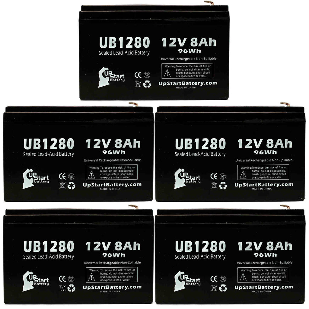 5x Pack Replacement Sealed Lead Acid Battery (12V, 8Ah, 8000mAh, F1 Terminal, AGM, SLA) with 10 F1 to F2 Terminal Adapters B2813