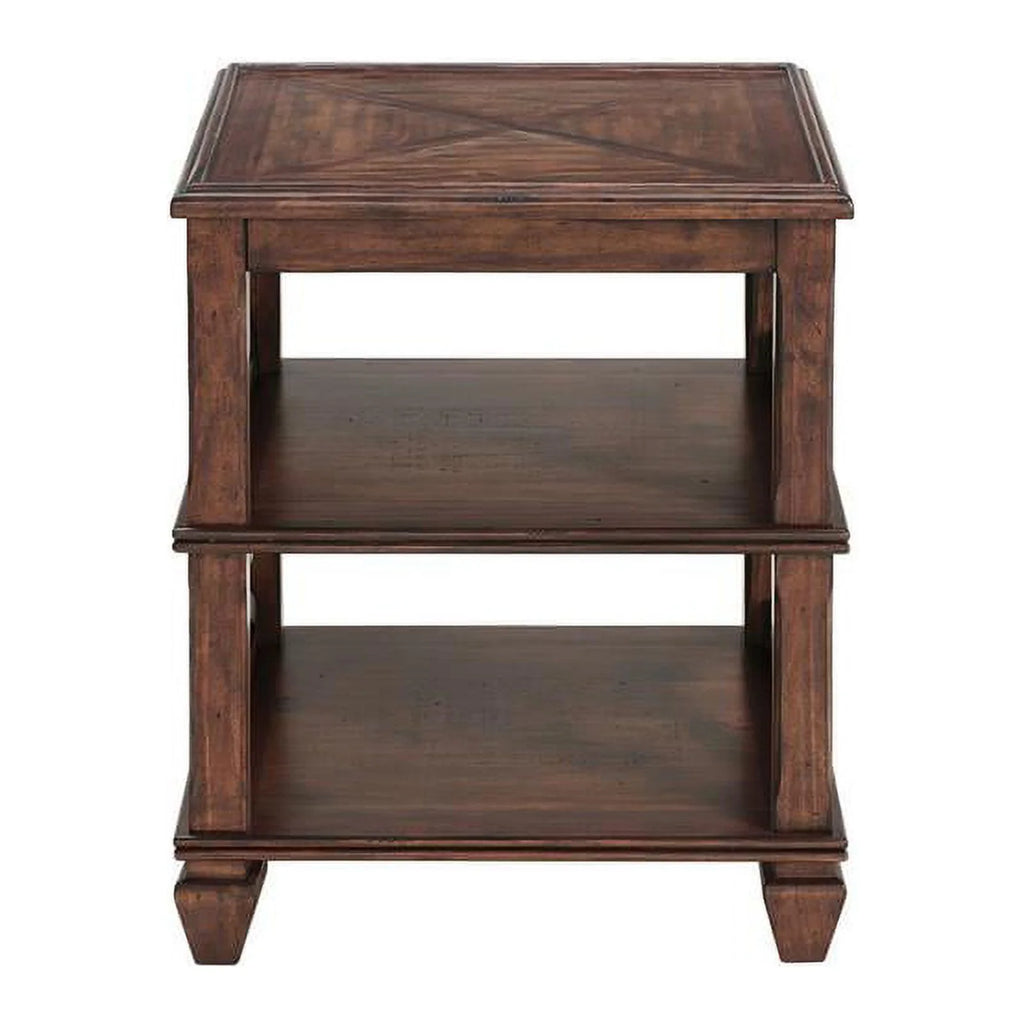 21" Square Wood End Table with Two Shelves Set of 2 G51292