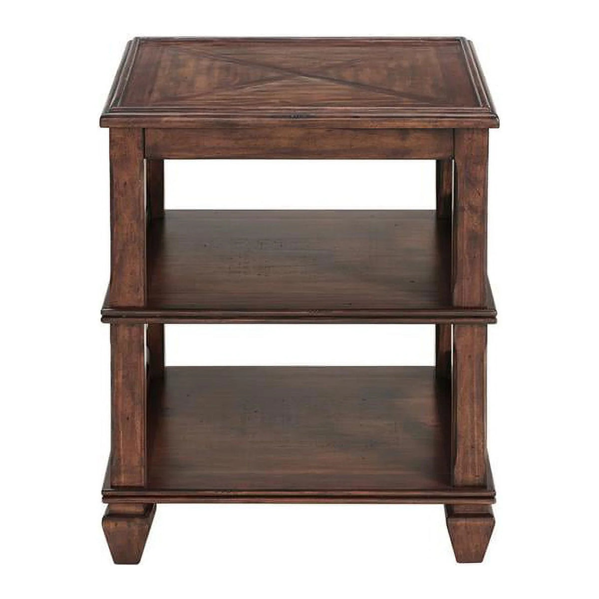 21" Square Wood End Table with Two Shelves Set of 2 G51292