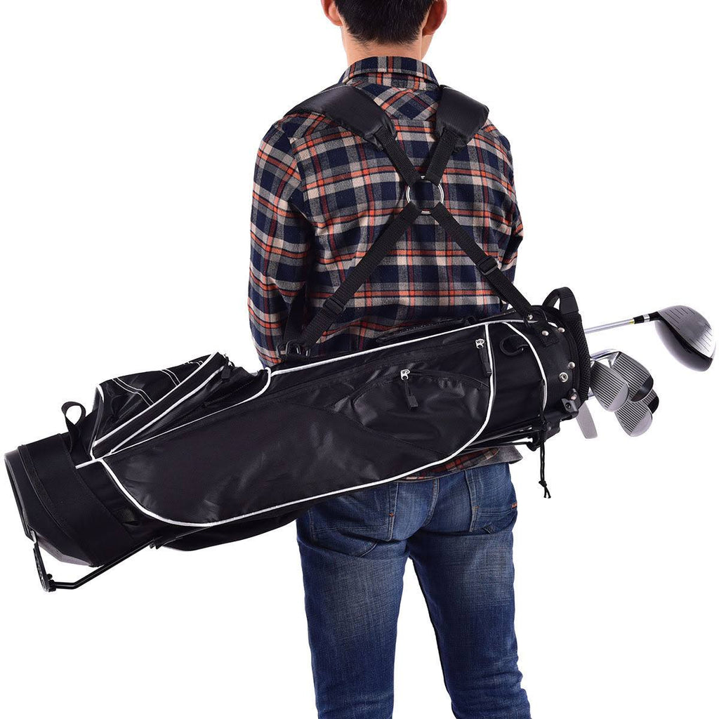 Black Golf Stand Cart Bag with 4 Way Divider B456