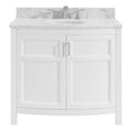 White Undermount Single Sink Bathroom Vanity with Natural Carrara Marble Top H6869