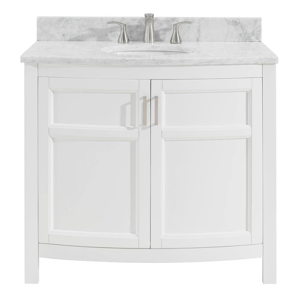 White Undermount Single Sink Bathroom Vanity with Natural Carrara Marble Top H6869
