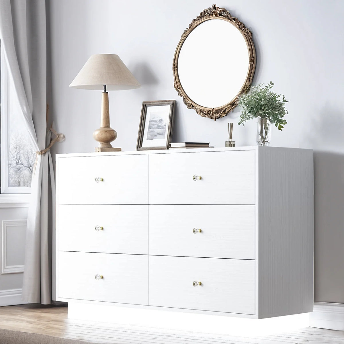 White 6 Drawer Dresser A6992