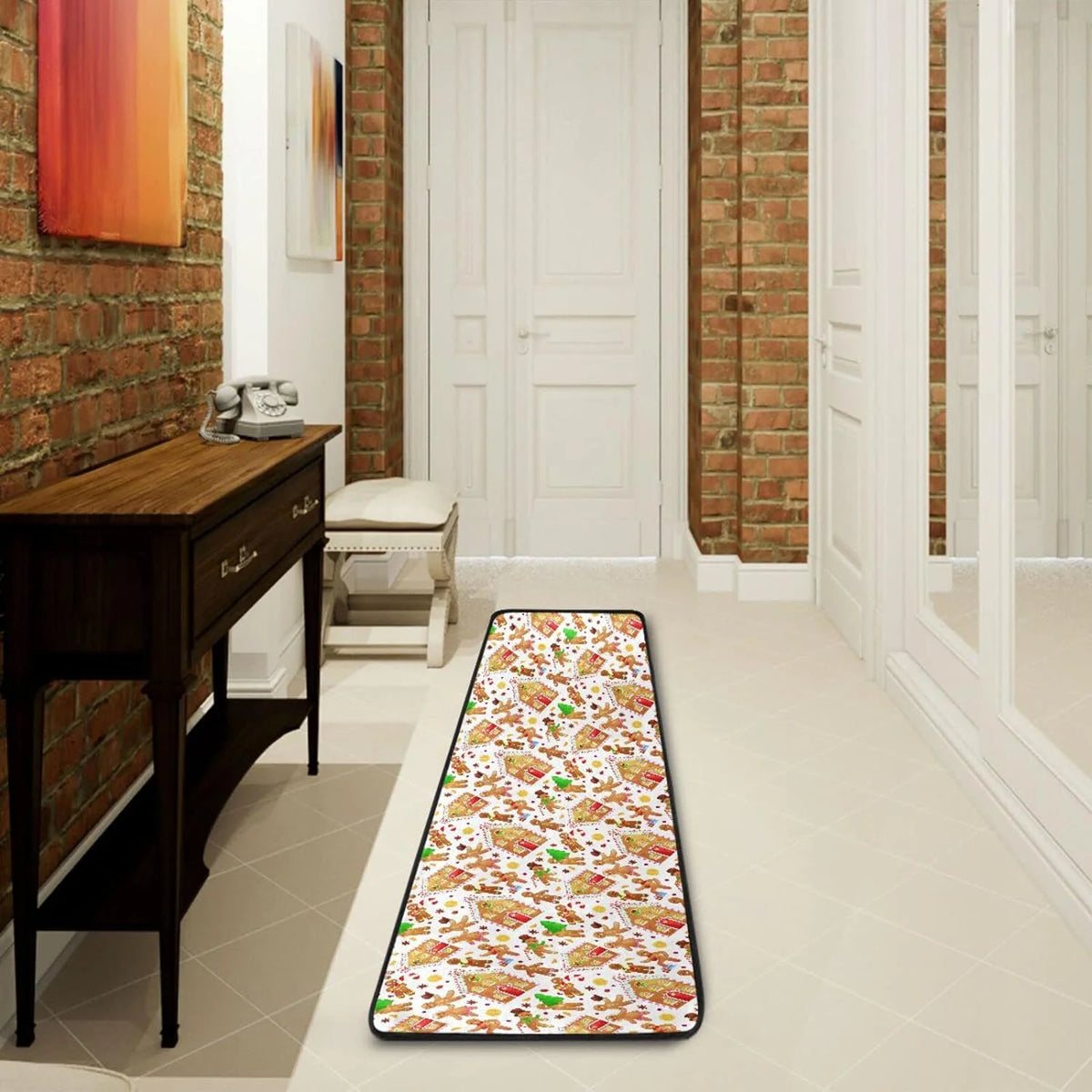 2X6 Feet Christmas Cookies Runner Rug with Rubber Backing D3078