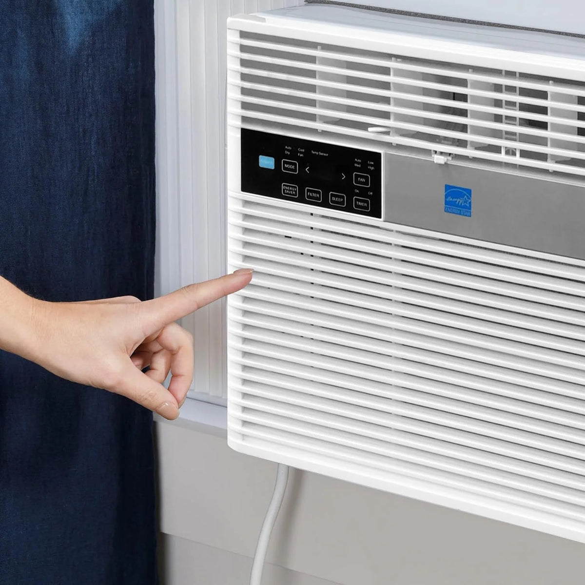 Single Phase Window Air Conditioner Unit with LED Display and Installation Kit, White J870517