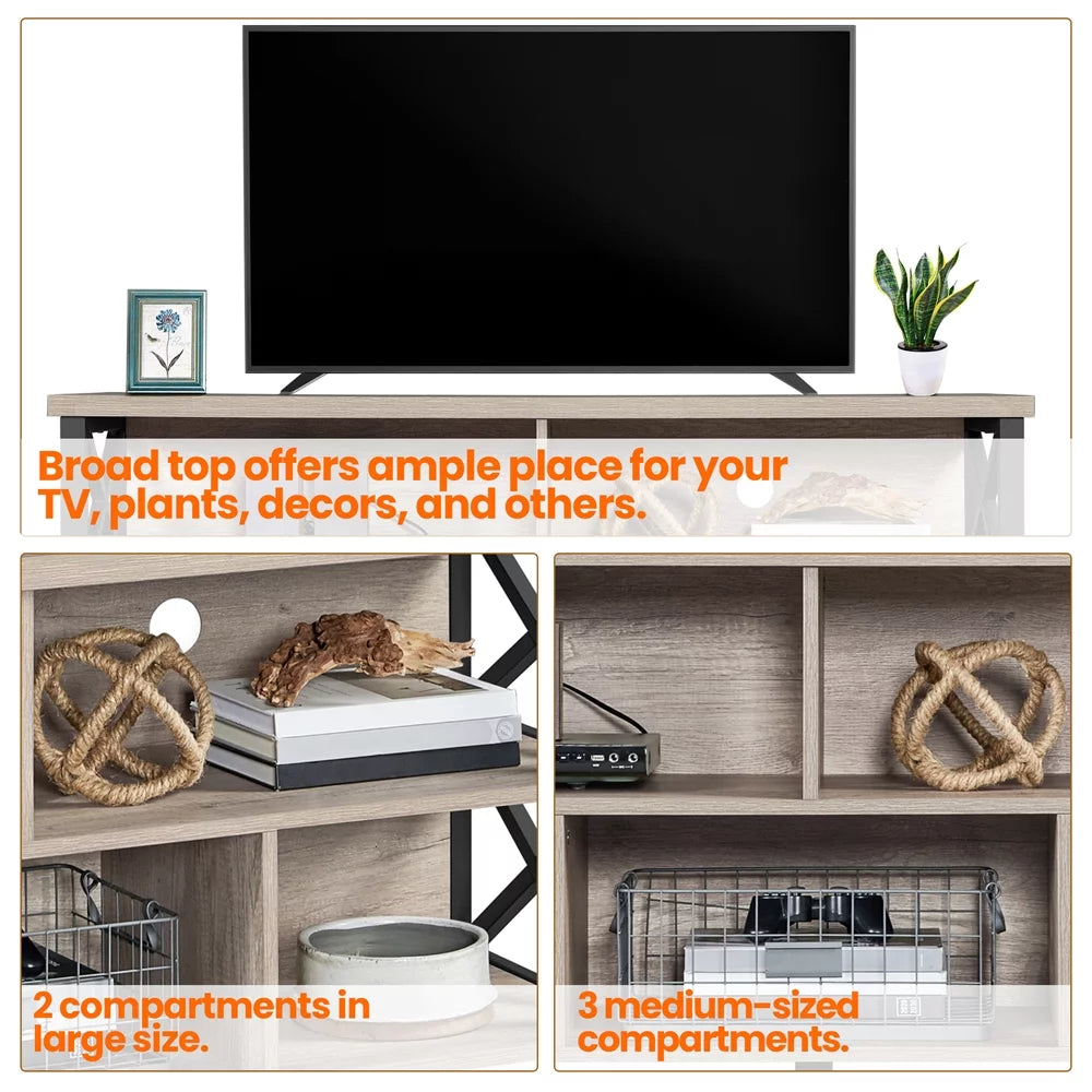 Gray TV Stand with Storage K4223