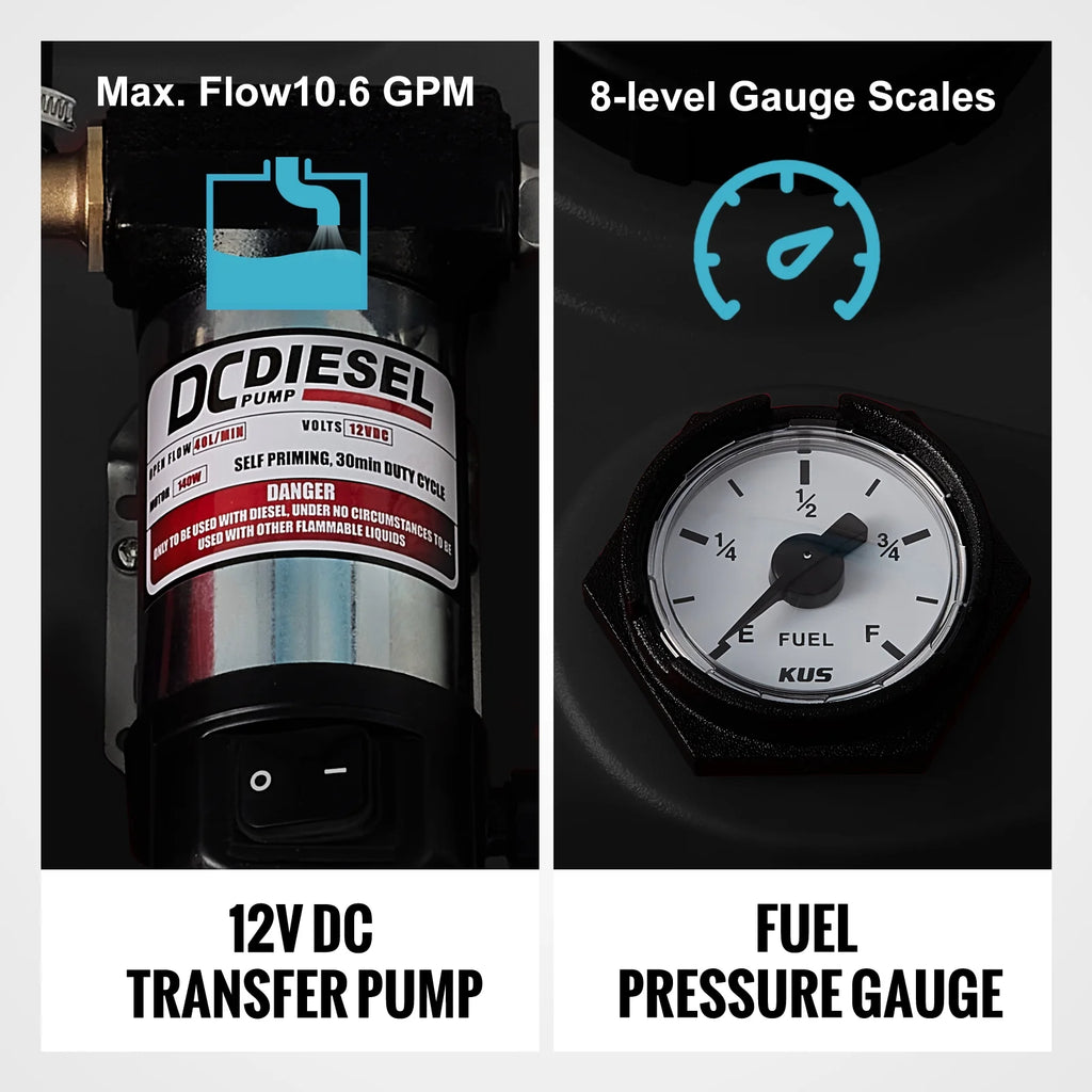 Portable Diesel Fuel Tank 58 Gal with 12V Transfer Pump Black A7760