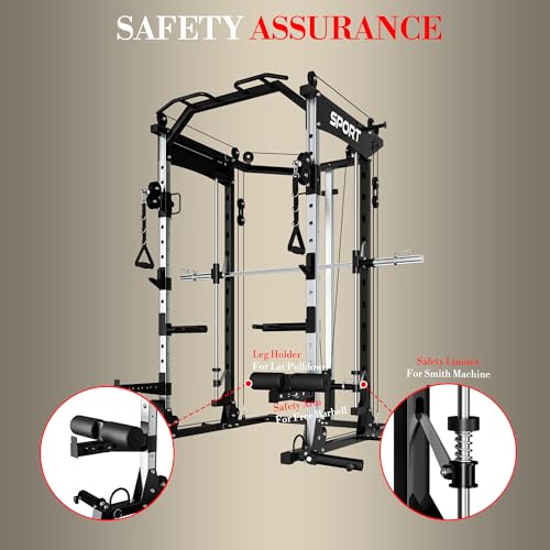 Multi-Functional Power Cage with Cable System 1600LBS Capacity Black B83178