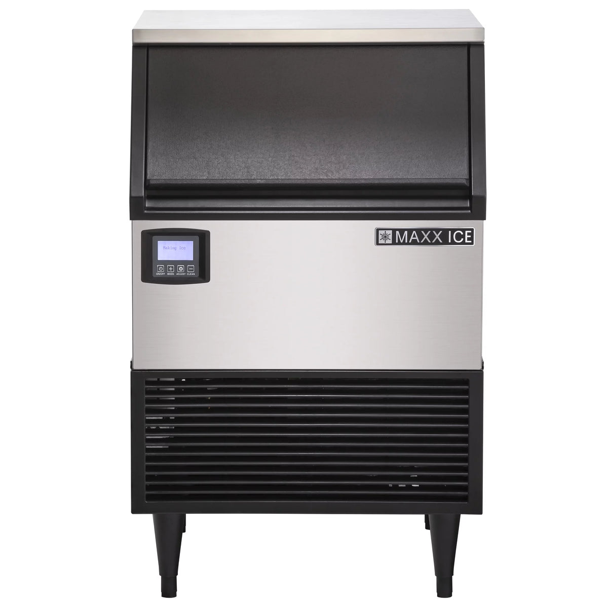 Self-Contained Ice Machine, 150 lbs, Half Dice Ice Cubes, 75 lb Built-in Ice Storage Bin, Stainless Steel with Black Trim W452