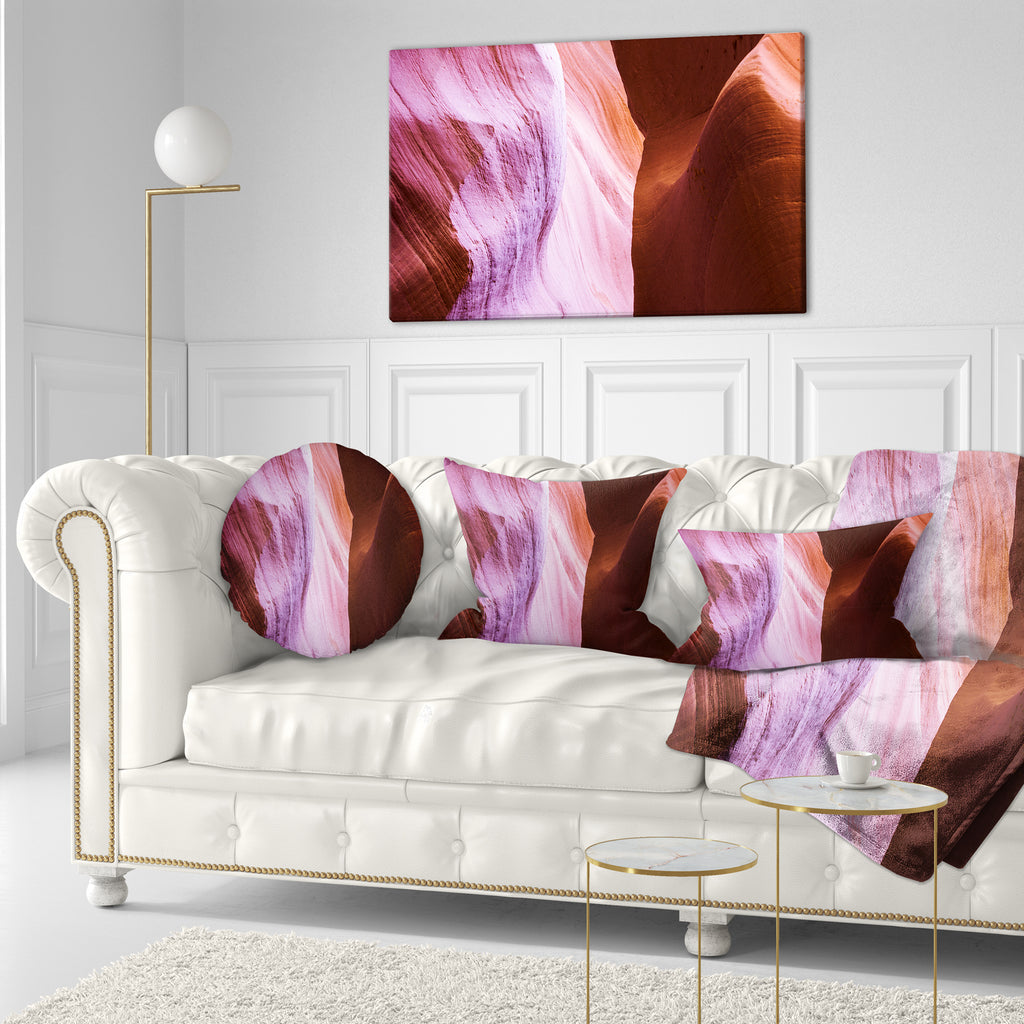 Purple Shade in Antelope Canyon Landscape Photography Throw Pillow Q624057