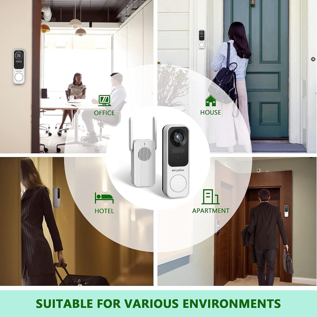 Wireless 2K Doorbell Camera with Base Station, Night Vision, Two-Way Audio E110631