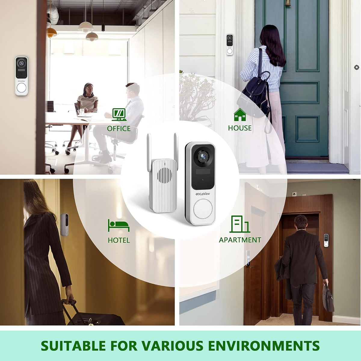 Wireless 2K Doorbell Camera with Base Station, Night Vision, Two-Way Audio E110631