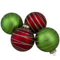 4ct Glass Red Green Matte Christmas Ball Ornaments 3.25-Inch E2229