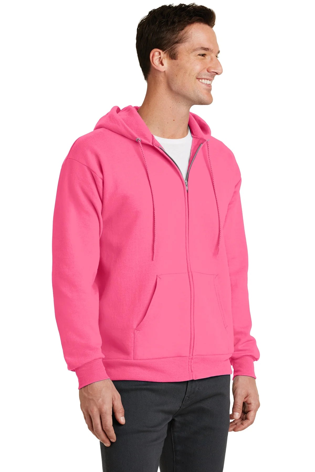Neon Pink Full Zip Hooded Sweatshirt D560945