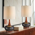 Set of 2 Brown Ceramic Table Lamps J3733