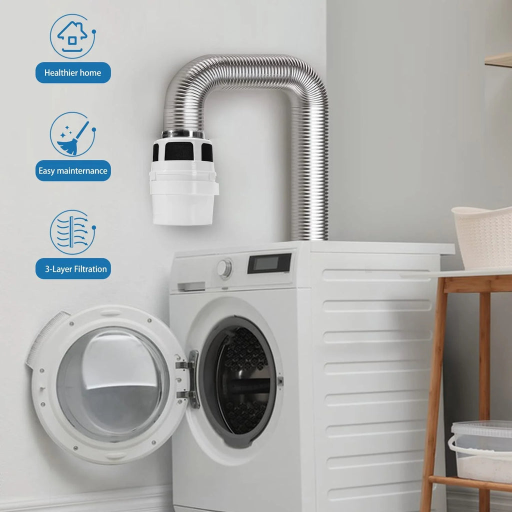 Indoor Dryer Vent Kit with 4-Inch by 5-Feet Silver Duct T92532
