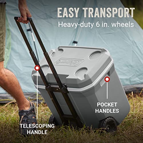 Insulated Portable Cooler with Heavy Duty Wheels, 100+ Can Capacity I329563