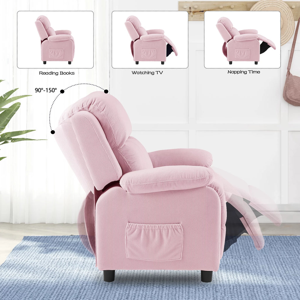 Pink Adjustable Kids Recliner Chair with Footrest A2772
