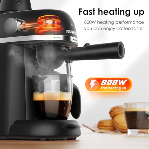 Black 3.5 Bar Espresso Coffee Machine with Steam Milk Frother T568