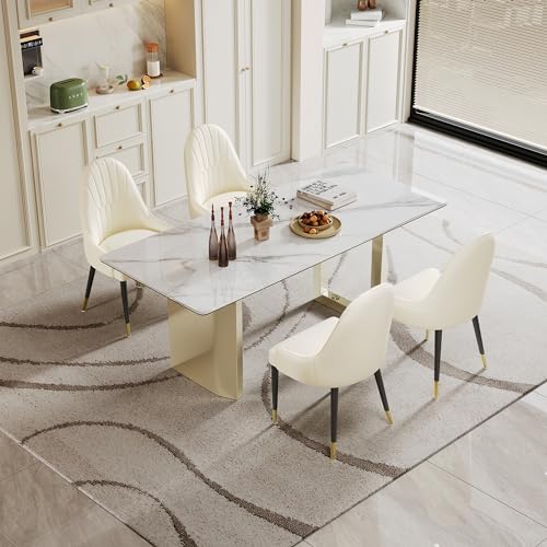 63 inch Clear Rectangular Glass Dining Table with Gold Metal Legs R21487