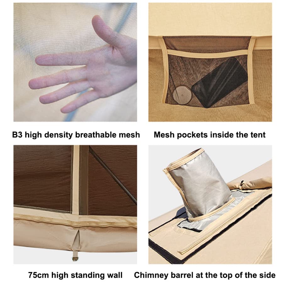 Canvas Bell Tent with Stove Jack, 4 Season Waterproof Tent I646494