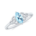 Aquamarine Celtic Ring with Diamond - 925 Sterling Silver Z7984