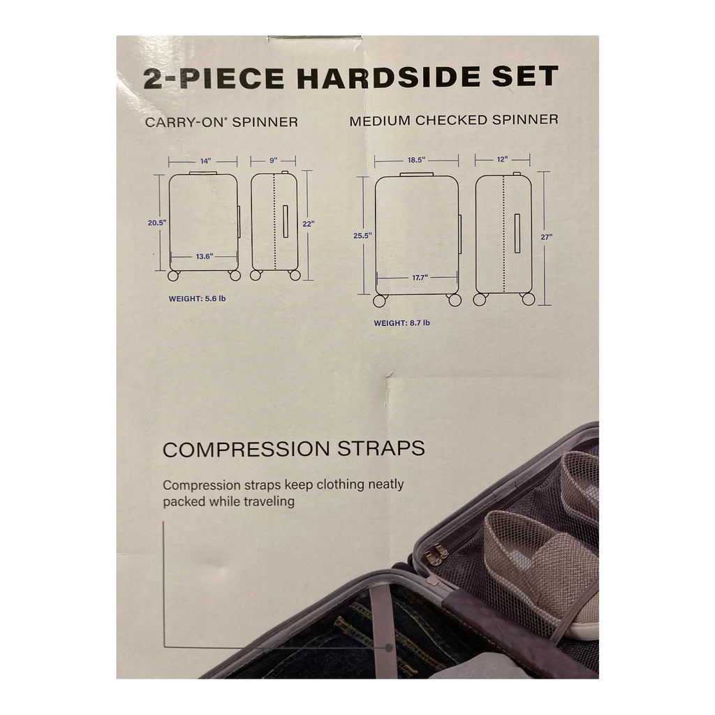 Hardside Spinner Luggage 2 Piece Set Silver O768
