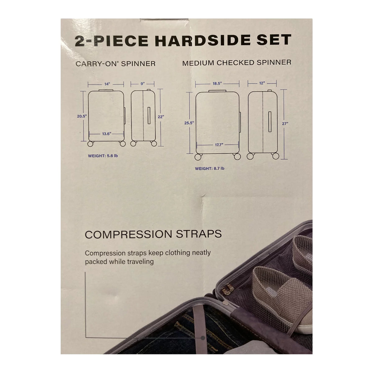 Hardside Spinner Luggage 2 Piece Set Silver O768