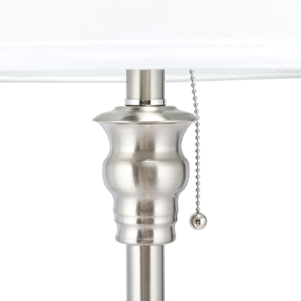3 Lamp Set with White Fabric Shade Table and Floor Lamp Steel Finish N227956