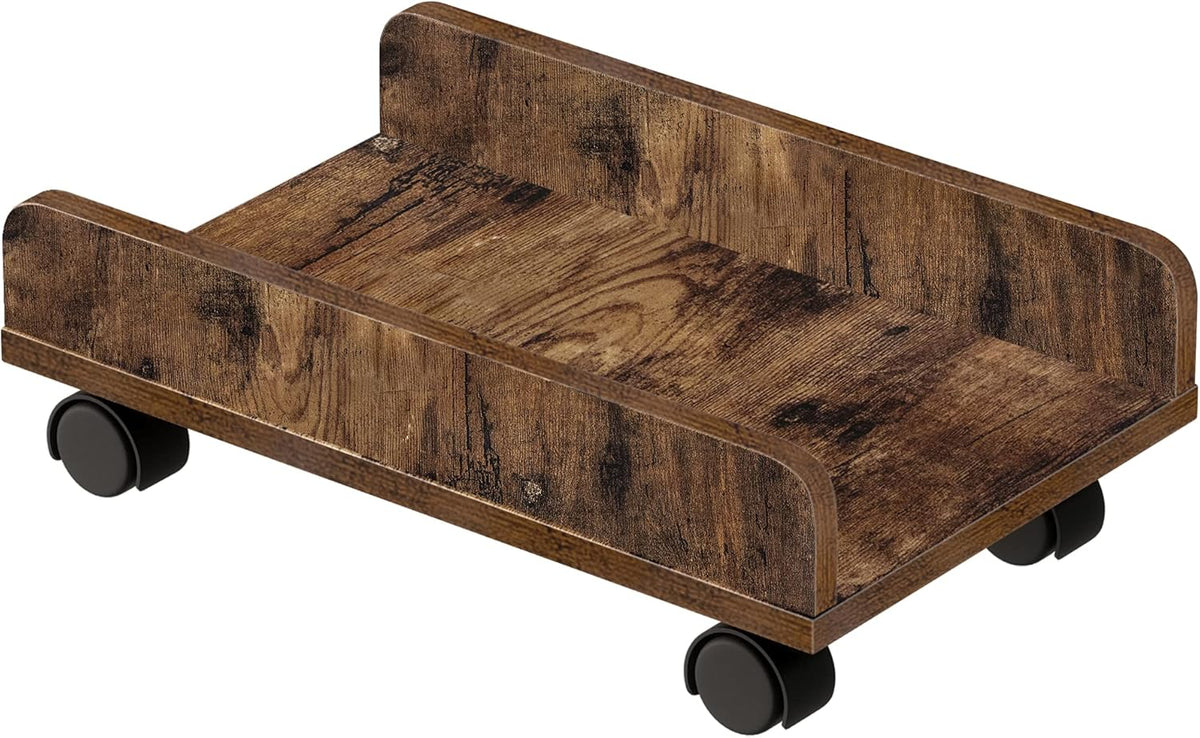 Rustic Brown CPU Stand Cart with 4 Caster Wheels N2072