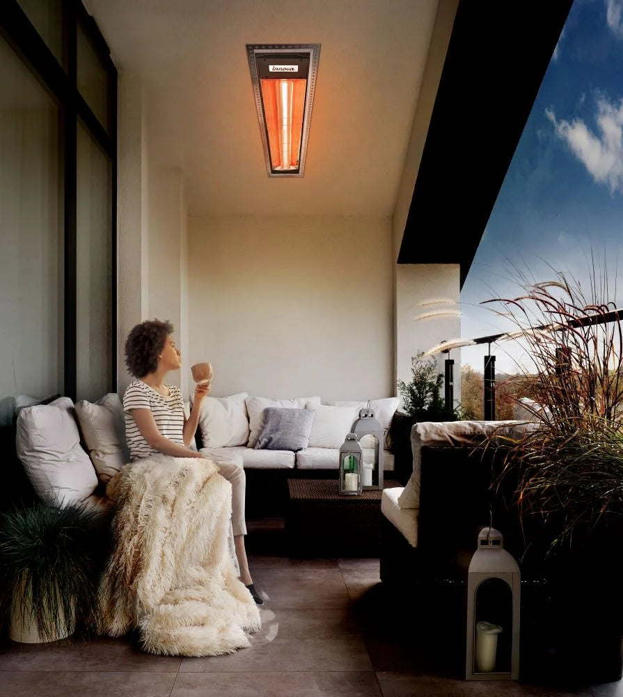 Outdoor Wall Mount Electric Infrared Heater, 208 Voltage, Black Finish C252456