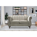 Beige Velvet Rolled Arms Loveseat Q955112