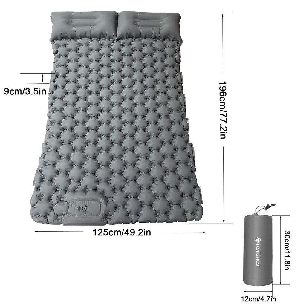 2 Person Camping Mat with Air Pillow Waterproof Backpacking Pad A90175