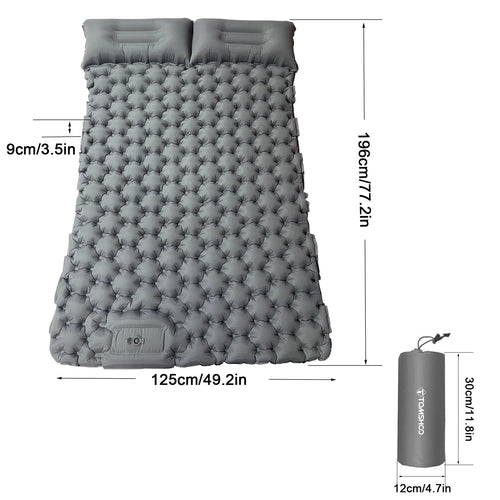 2 Person Camping Mat with Air Pillow Waterproof Backpacking Pad A90175