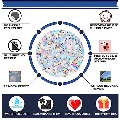 Snowflake Window Decals, Non-Adhesive Prismatic Window Clings, 20 pcs B229