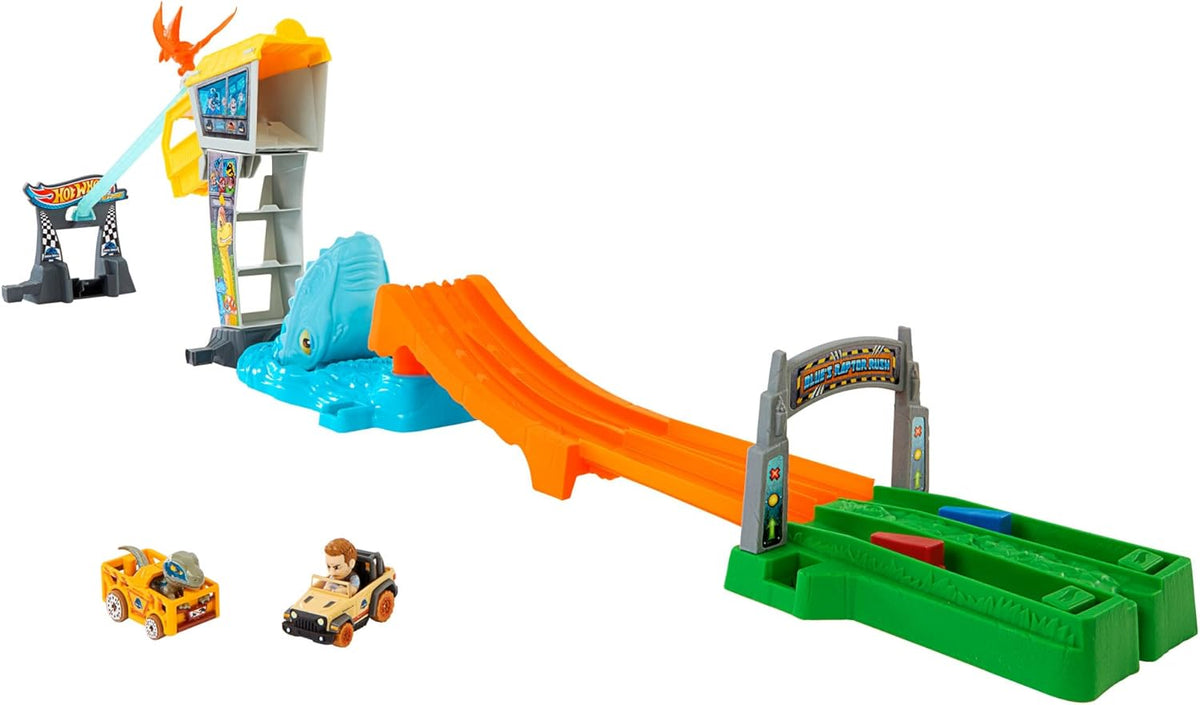 RacerVerse Jurassic World Blue’s Raptor Rush Track Set with 2 Die-Cast Racers G292