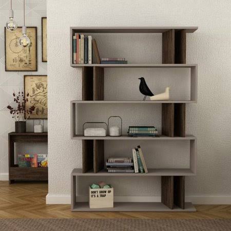 Brown Geometric Bookcase U233