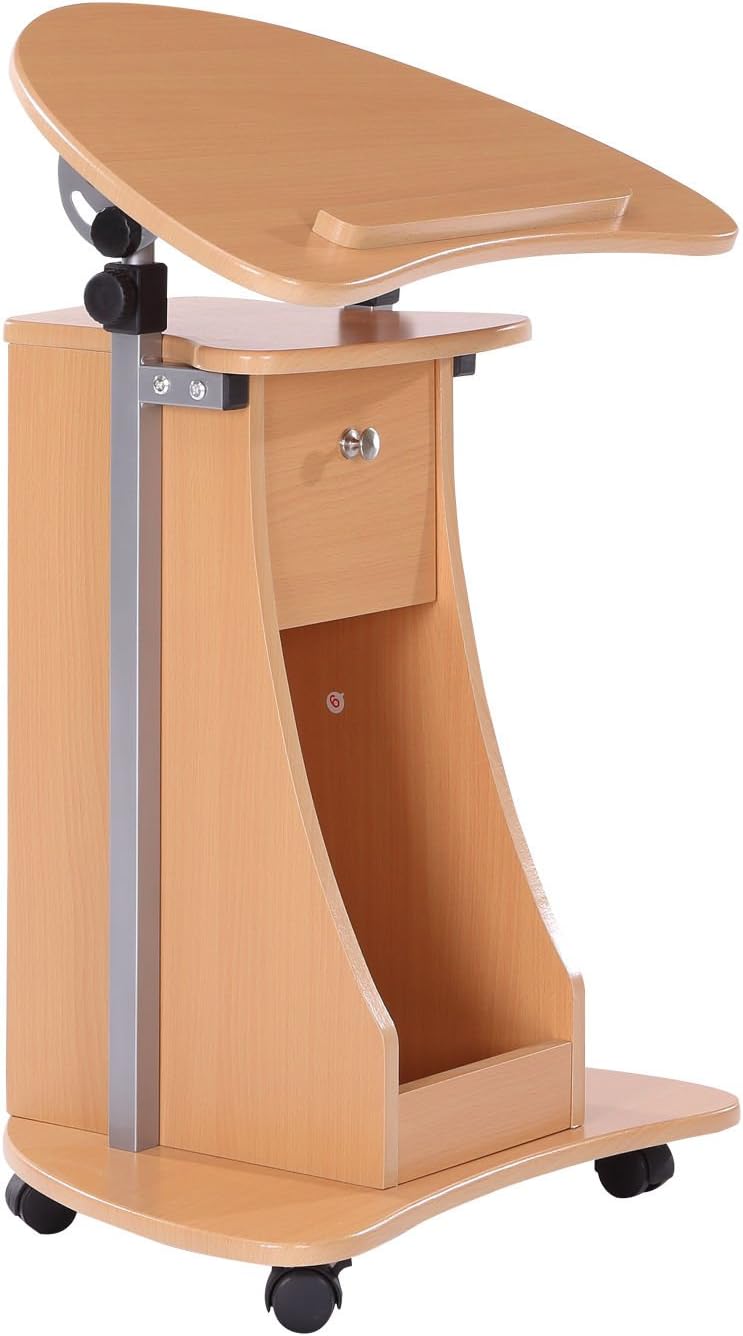 Height Adjustable Rolling Laptop Cart Desk Stand with Storage Q67529