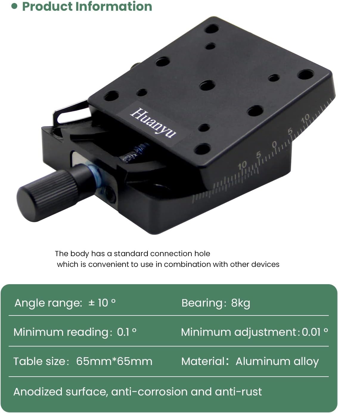 Manual Goniometer Stage 65x65mm Tilt Platform E7762