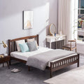 Walnut Queen Slatted Platform Bed with Headboard E25046