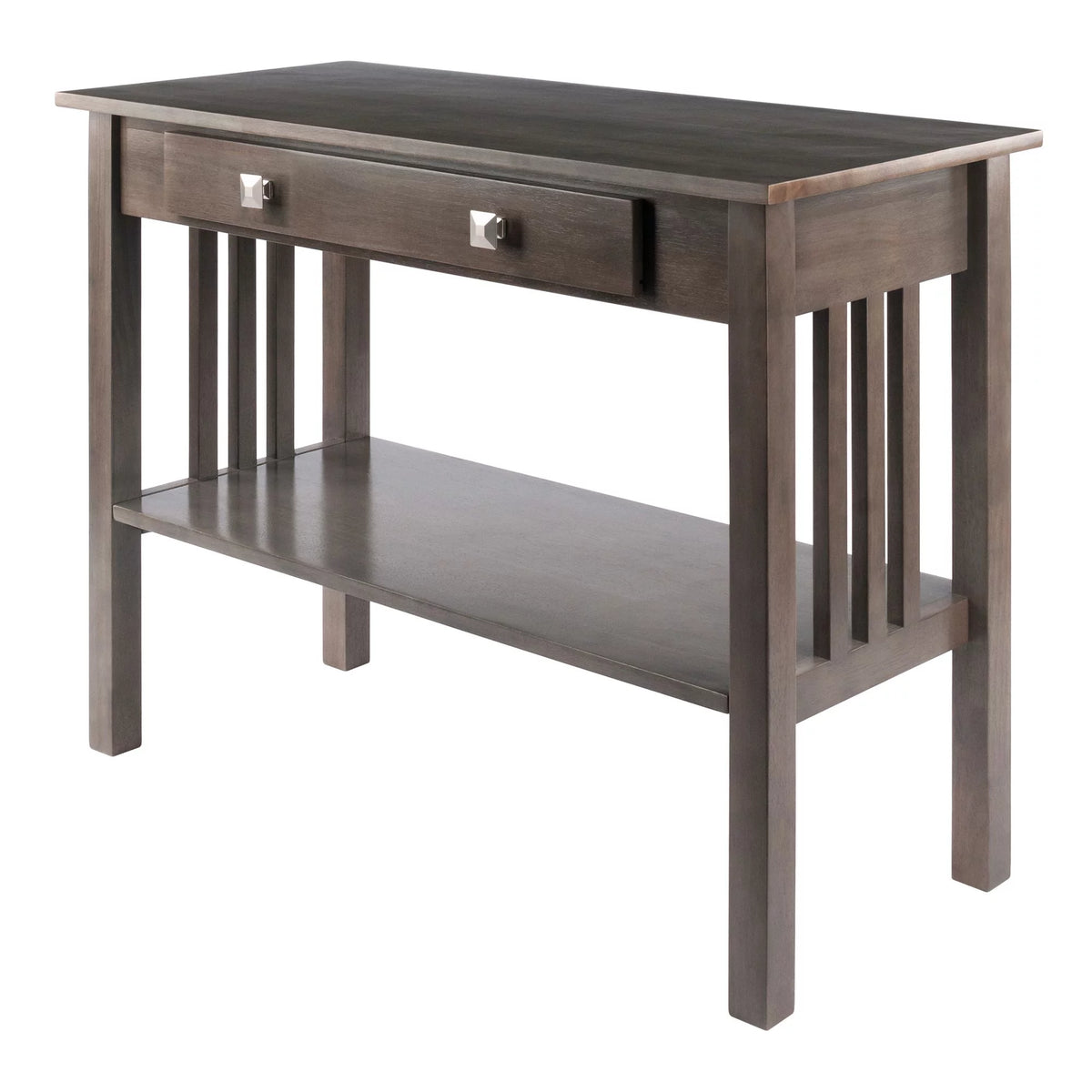 40" Oyster Gray and Silver Contemporary Solid Console Table G6299