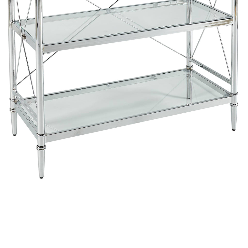 Chrome and Glass Floor Console X91896