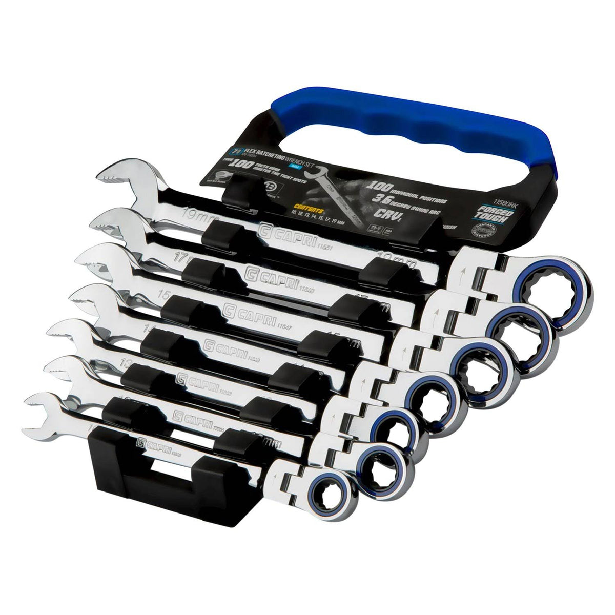 100-Tooth Metric Flex-Head Ratcheting Combination Wrench Set (7-Piece) X78434