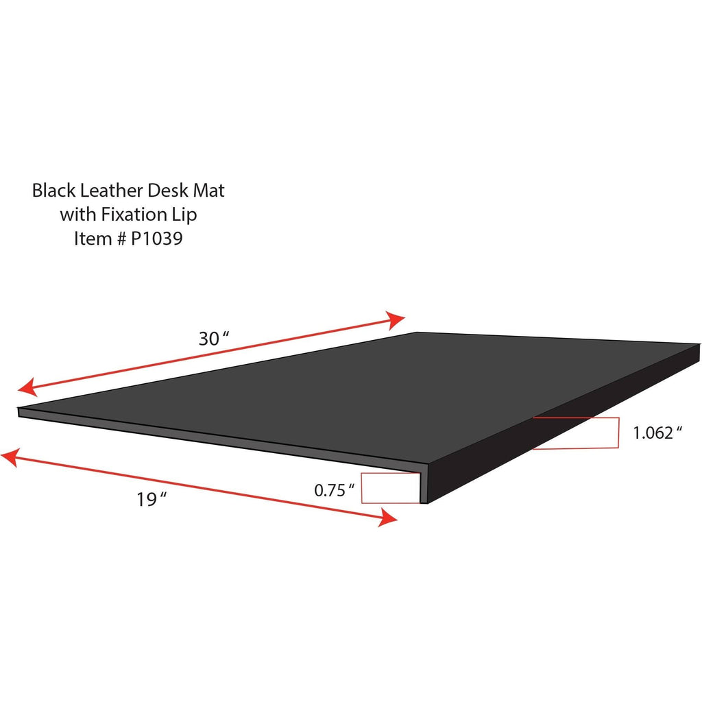 Black Leather Desk Mat with Fixation Lip W977903
