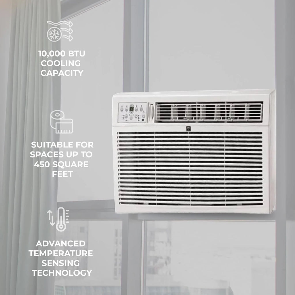 Single Phase Window Air Conditioner Unit with LED Display and Installation Kit, White J870517