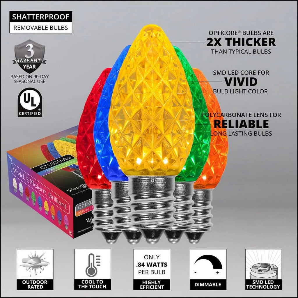 Multicolor LED Christmas Lights Replacement Bulbs, Pack of 25 J298890