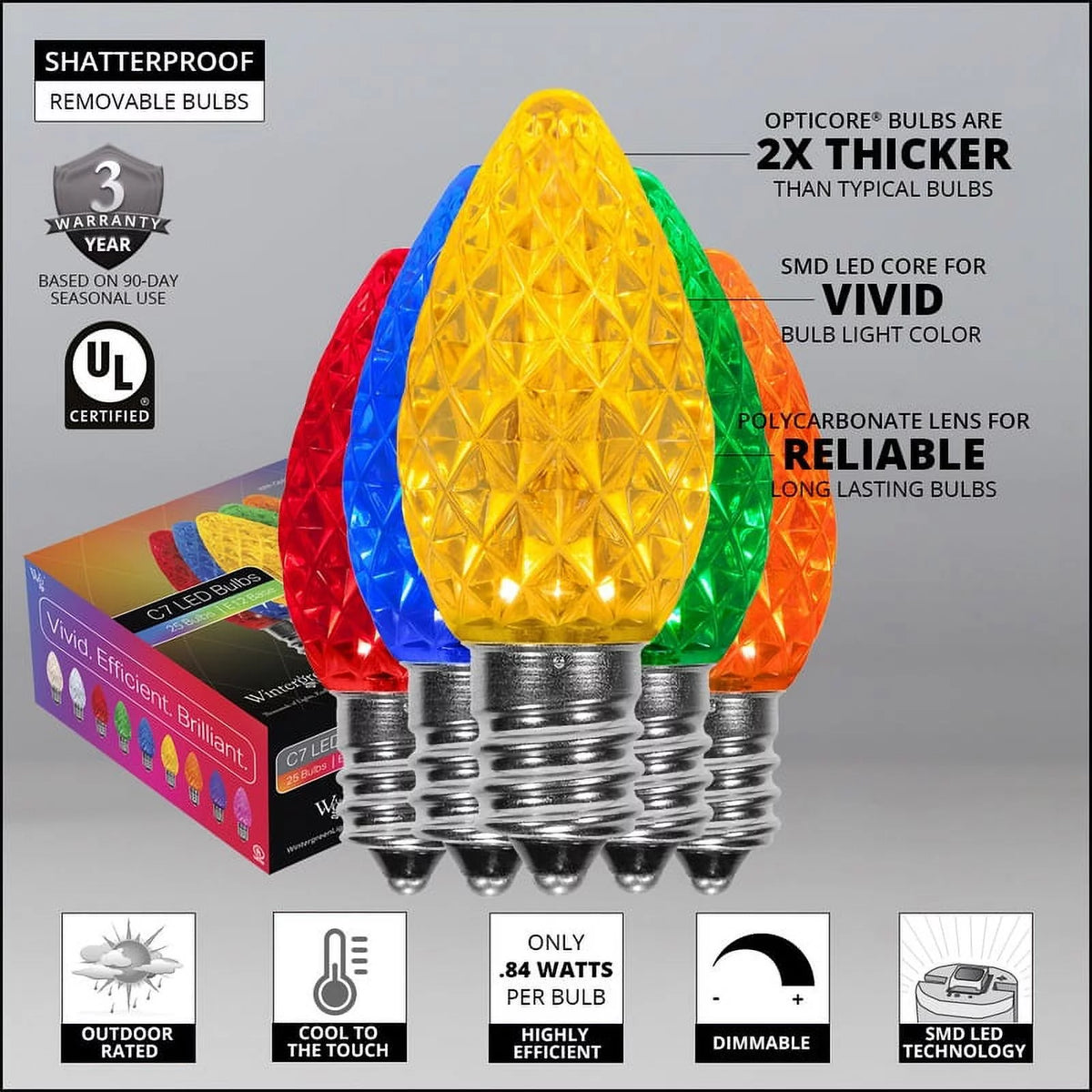Multicolor LED Christmas Lights Replacement Bulbs, Pack of 25 J298890