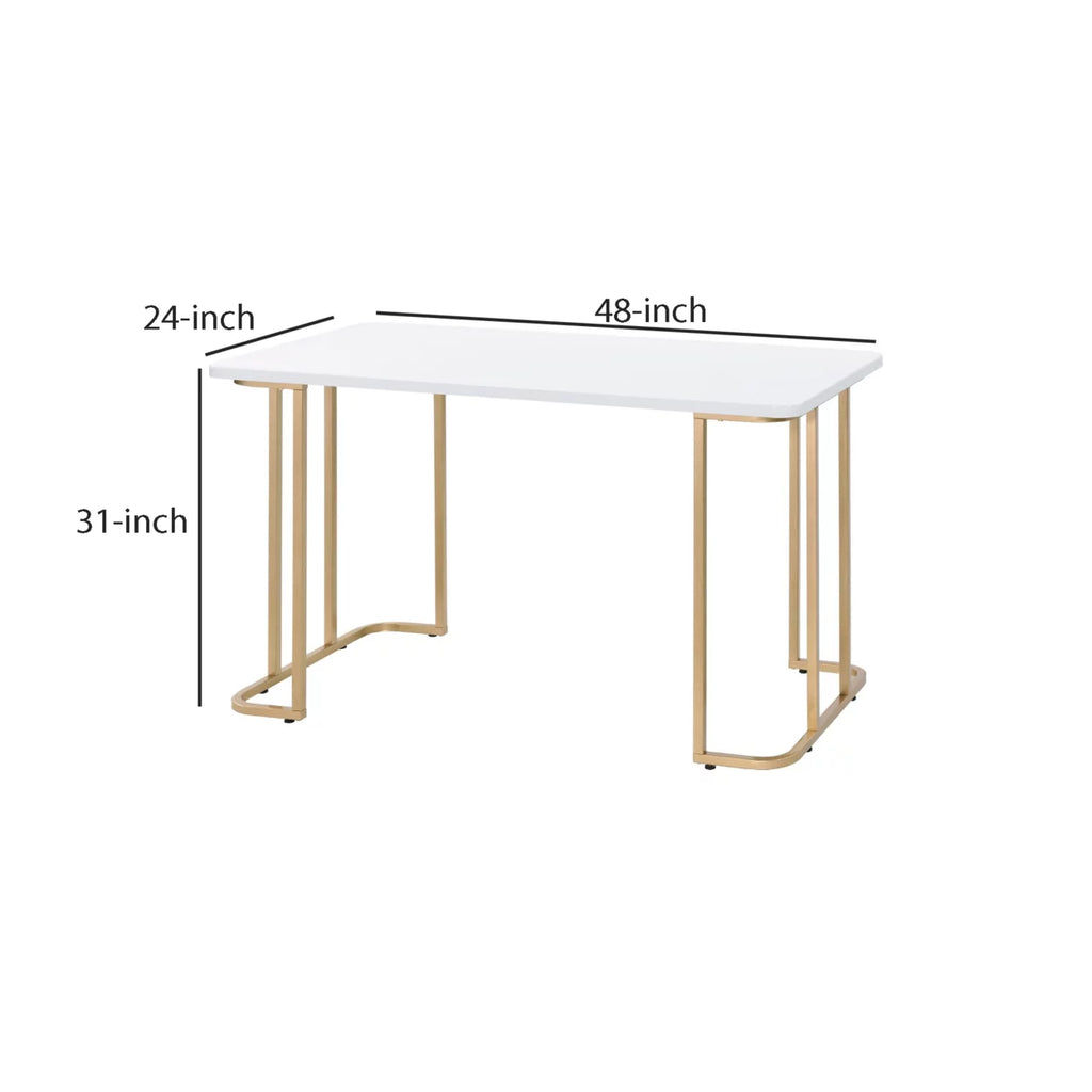 White Writing Desk with Metal Sled Base A1503
